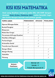 Desain soal latihan ini sebagai hasil pelatihan membuat soal online melalui blogspot. Wajib Tahu Panduan Ujian Kisi Kisi Soal Ujian Jumlah Soal Dan Sistem Penilaian Ujian Sma Unggul Del Tahun 2021 Ruang Para Bintang Berbagi Informasi Tentang Ptn Dan Pembahasan Soal Soal