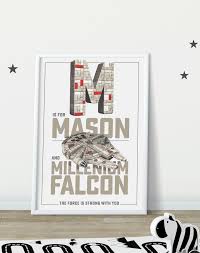 Personalized Star Wars Letter Art Nursery Print M Is For Millennium Falcon Star Wars Nursery Star Wars Nursery Prints Star Wars Nursery Nursery Prints