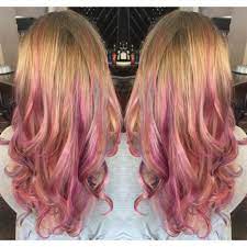 Dark Blonde To Light Blonde Balayage Ombre Pink And Purple Hair Paint Color Fusion Highl Light Blonde Balayage Balayage Hair Dark Balayage Hair Blonde Long