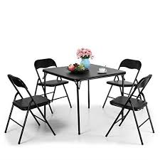 tobbi 5 piece folding table and chairs set multipurpose kitchen dining games card chair sets round grey