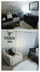 Instagram Kasendavid Mountain Mural Nursery Woodland Winter Birch Tree Baby Boy Grey Gray Black White Cream Tree Trees Mountains Crib Bear Nursery Grey Nursery Boy Woodland Nursery Boy Black Crib Nursery