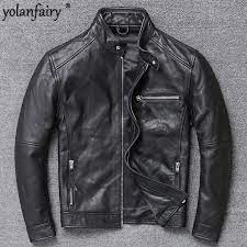 Genuine Leather Jacket Men Clothes 2020 Cowhide Coat Motorcycle Real Cow Leather Jackets Spring Autum Leather Jacket Men Leather Jacket Genuine Leather Jackets