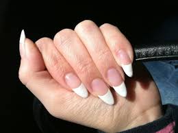 Stiletto Nagel Mit Breiter Weisser French Spitze Nagel Gel Spitze Fingernagel Spitze Nagel