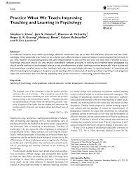 It is published by the american psychological association. Pdf Practice What We Teach Improving Teaching And Learning In Psychology