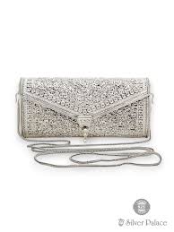 925 Sterling Silver Floral Design Hand Bag For Women - Silver Palace