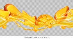 Transparent Juice Splash With Mango Horizontal Splashes Pattern And Fruit Mango The Right And Left Sides Of The Illustration Seaml Splash Royalty Free Vector