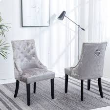 Kensington Studded Silver Crushed Velvet Knocker Back Chair In 2020 Chair Feature Chair Dining Chairs