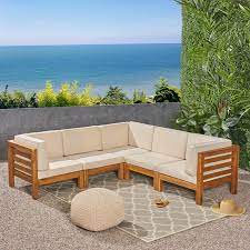Fast and free shipping, free returns and cash on delivery available on eligible purchase. Dawson Outdoor V Shaped Sectional Sofa Set 5 Seater Acacia Wood Outdoor Cu Ebay In 2021 Patio Sectional Patio Loveseat Outdoor Furniture Sets