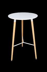 White miami cocktail table 24'' x 42''. Round Wooden High Table Rental Dubai High Table Hire Dubai