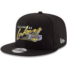 Men S Los Angeles Lakers New Era Black Retro Script 9fifty Adjustable Snapback Hat 34 99 Sneakers Fashion Luxury Women Fashion New Era Hats