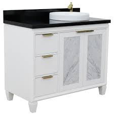 The top's expansive 43 in. 43 Single Vanity In White Finish With Countertop And Sink Options Right Door Right Sink