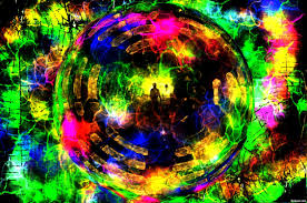 This Image Is Very Contrast Because It Is A Image That Looks Like People On A Stage Maybe A Concert Picture But Edited Psychedelic Photoshop Images Glitch Art