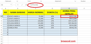 Aplikasi Penghitung Rumus Diskon Otomatis Format Excel