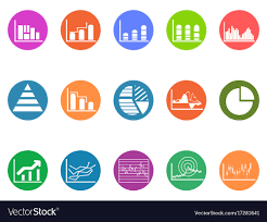 Graph Chart Round Button Icons Set