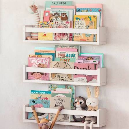 Nursery Book Rack With Sailboats Set Of 3, White Floating Nursery Book  Shelves, Solid Wood Floating