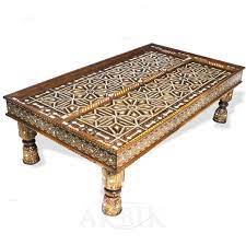Moroccan console table hammered brass plated wood furniture. Furniture High Artistic For Seat Also Can Be Function For Coffee Table Adding Flat Surface On Table Ver Indian Coffee Table Coffee Table Moroccan Coffee Table