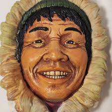 Vintage Chalkware Woman Bust Wall Hanging