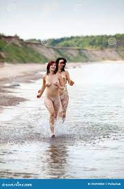 Women running naked