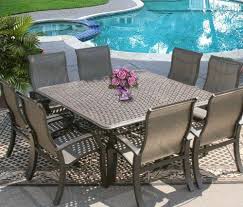 Barbados Sling Outdoor Patio 9pc Dining Set For 8 Person With 64x64 Square Series 5000 Tab Outdoor Dining Table Setting Outdoor Dining Table Patio Dining Table