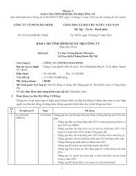 BÁO CÁO TÌNH HÌNH QUẢN TRỊ CÔNG TY - Hai Minh Group