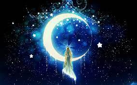 See more ideas about moon and stars wallpaper, star wallpaper, wallpaper. Wallpaper Moon Stars Girl Night Art 2560x1600 Download Hd Wallpaper Wallpapertip