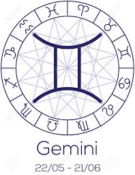 zodiac sign gemini astrological symbol in wheel with polygonal