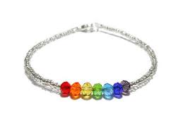 Dainty Chakra Bracelet 4mm Crystal Bracelet Rainbow Bracelet Yoga Bracelet Rainbow Crystals Roygbiv Prid Rainbow Bracelet Rainbow Jewelry Chakra Bracelet