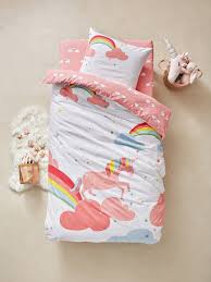 Vertbaudet Bettwasche Set Fur Kinder Einhorn In Weiss Rosa Parure Housse De Couette Oreiller Enfant Housse De Couette Enfant