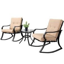 Check spelling or type a new query. Solaura Gbg1bkk Solaura 3 Piece Outdoor Rocking Chairs Bistro Set Black Steel Patio Furniture With Brown Thickened Cushion Glass Top Coffee