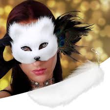 Amazon.com: Generic Mask Halloween Fox Therian Mask Cat Mask Furry Therian  Tail Set Cosplay Costume Half Face Animal for Women Halloween Costume  Easter,Black : Clothing, Shoes & Jewelry
