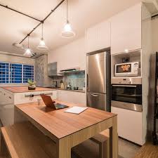 Kitchen Island And Dining Table In 3 Room Flat Kitchen Renovation Design Kitchen Design Kitchen Remodel Layout
