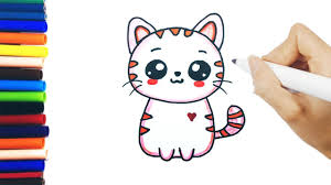 Dessin de chat en version kawaii. Comment Dessiner Un Chat Youtube