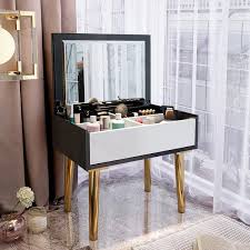3.3 out of 5 stars with 3 ratings. Flip Top Mini White Black Makeup Vanity With Storage In Gold