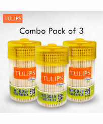 Tulips Toothpicks With Wooden Jar Pack Of 3 250 Pieces Each Online In India Buy At Best Price From Firstcry Com 3326992