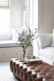 Leather / faux leather jelks coffee table. Brown Leather Tufted Bench As Coffee Table Transitional Living Room