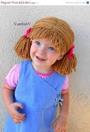 Cabbage Patch Wig Brown Pigtail Baby Hat Yarn Wig Yarn Wigs Cabbage Patch Wig