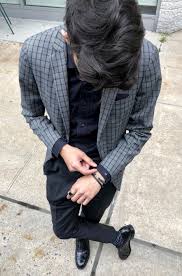 Black And White Check Coat Mens Men S Grey And Black Check Sport Coat With Black Shirt And Black Pants And Shoes Theclassypeople B Casual Look For Men Edgy Fashion Chic Mens Casual Outfits