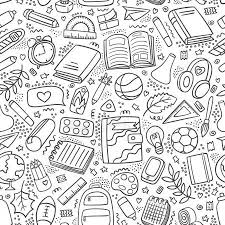Back School Outline Pattern Doodle Different School Supplies Tools Background School Illustration Doodles Doodle Lettering