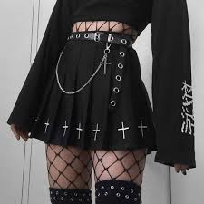 Waist 72 cm/ 28.3 in, length 42 cm/ 16.5 in • l: Gothic Black Skirt With High Waist For Women Dresoo