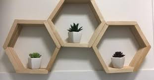 Diy Wall Art Popsicle Stick Hexagon Honey Comb Shelf Popsicle Stick Crafts House Craft Stick Crafts Stick Wall Art