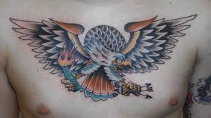 Black And White Eagle Chest Tattoo Eagle Chest Piece By Newport Tattoo Traditional Tattoo Black And White Chest Piece Tattoos