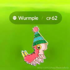Party Hat Wurmple Pokemon Enamel Pin Pokemon Go Pin Soft Etsy Soft Enamel Pokemon Pin Game Strong