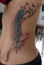 Modele tatouage 2 belles plumes noires en pendentif sur pied avec bracelet cheville. Plume Envolee D Oiseaux Www Syltattoo Com Feather Tattoos Shoulder Tattoos For Women Tribal Tattoos