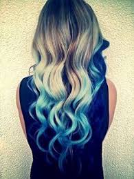 Honey Blonde And Blue Ombre Hair Blue Tips Hair Hair Styles Hair