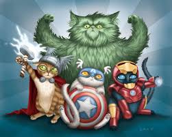 Cat Avengers 10 X 8 Art Print Cats Dressed Up Like Thor Captain America Iron Man And The Hulk Superhero Kitty 15 00 Cat Art Super Cat Cat Dressed Up