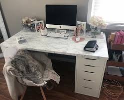 Linnmon Table Top The One That S 56x29 Ish Two Alex 5 Drawers Marble Contact Paper From Amazon Linnmon Table Top Desk In Living Room Marble Desk