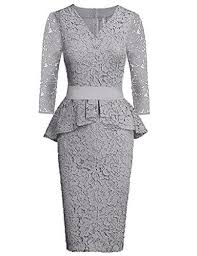 Women S Lace Peplum Cocktail Bodycon Midi Dress Vintage 3 Quarters Long Sleeve Midi Dress Bodycon Womens Dresses Midi Gowns