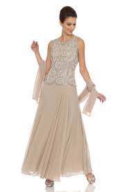 Embellished Bodice A Line Chiffon Dress With Sheer Scarf