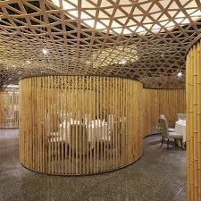 Woven Bamboo Ceiling In A Curved Suspended Style Inside A Restaurant In Hangzhou China Created By Architects Ceiling Design Bamboo Architecture Bamboo Ceiling
