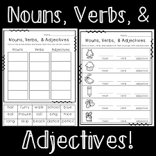 Resources To Help Students Identify Nouns Verbs And Adjectives 3 Sheets Students Match The Words To The Nouns And Adjectives Nouns Verbs Adjectives Nouns